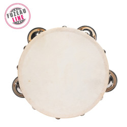 LOT DE 10 TAMBOURINS EN PEAU NATURELLE DE 15 CM AVEC 8 CYMBALETTES