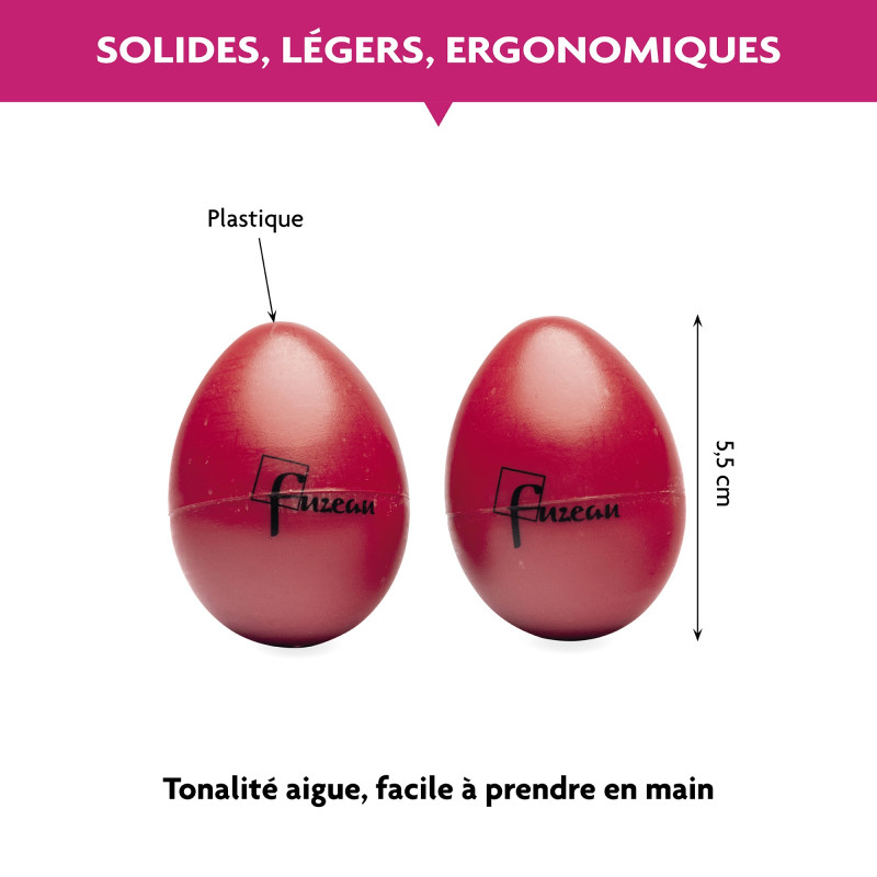 LOT DE 20 PAIRES D'OEUFS SONORES MARACAS ROUGE