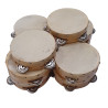 LOT DE 10 TAMBOURINS EN PEAU NATURELLE DE 15 CM AVEC 8 CYMBALETTES