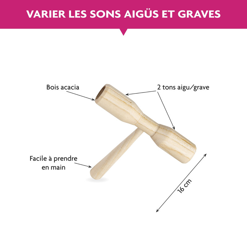 Tube Résonant | 2 Tonalités | En Bois Acacia | Fuzeau Séniors