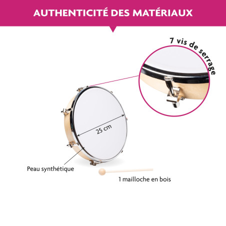 Tambourin Avec Peau Synthetique De Diametre Cm